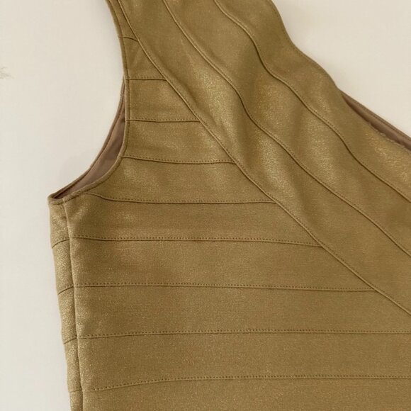 Express gold one shoulder bodycon mini dress size Small NWT - Picture 6 of 7